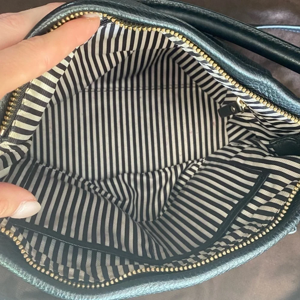 Kate Spade- Black Leather two Strap Hobo Style Satchel with Shoulder Strap